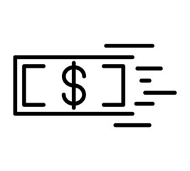 Stack of money flat icon. Dollar pictogram for web. Line stroke. Cash isolated on white background. Vector eps10