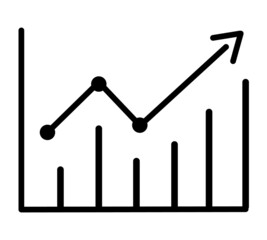 Chart bar flat icon. Siccess business pictogram for web. Line stroke. Infographic iisolated on white background. Vector eps10