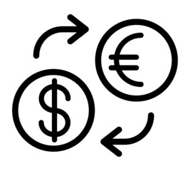 Exchange currency flat icon. Financial industry pictogram for web. Line stroke. Business exchange isolated on white background. Vector eps10