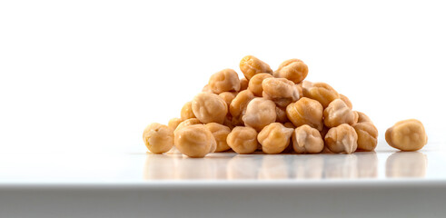 Chickpea or chick pea Cicer arietinum annual legume for cooking hummus. Garbanzo beans seeds for nutrient-dense healthy vegetarian food