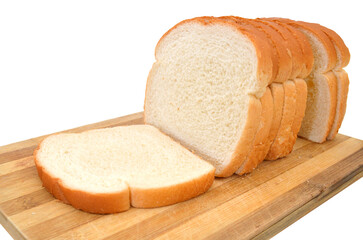sliced bread isolated on wooden board