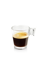 Espresso coffee in a glass cup