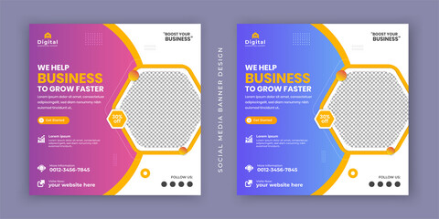 Digital marketing agency expert and corporate business flyer modern square social media post banner template