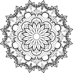 Circular pattern in form of mandala for Henna, Mehndi, tattoo, decoration. Decorative ornament in ethnic oriental style. Coloring book page.