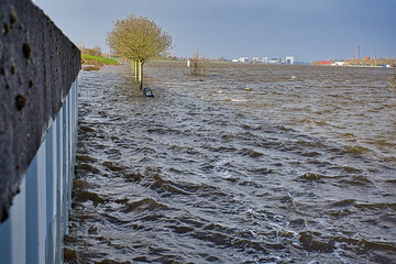 Hochwasser, Sturmflut, Landschaft, Wasser, Natur