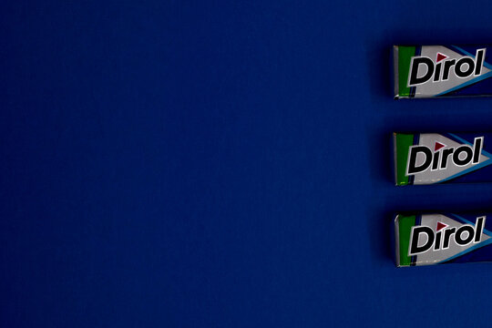 chewing gum Dirol on a solid background 