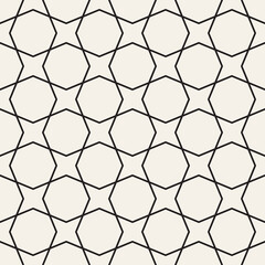 Vector seamless pattern. Repeating geometric abstract elements. Stylish monochrome background design.