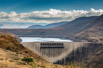 Obraz na płótnie Canvas Travel to Lesotho. A view of the Katse Dam, a major hydroelectric power plant
