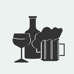 Alcohol drinks vector icon illustration sign