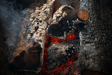 Texture of embers consumed after a couple of hours