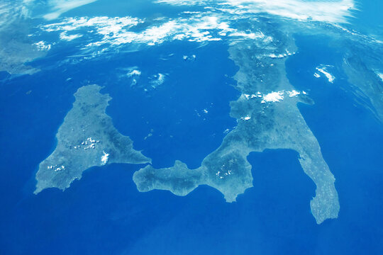 Italy from space. Elements of this image furnished by NASA
