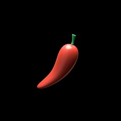 Red chili pepper on a black background. 3d rendering 