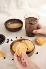 Shortbread cookies with coconut and chocolate dragees
