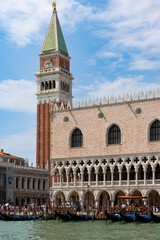 Doge's Palace with Saint Mark's Campanile in the background, Venice, Italy