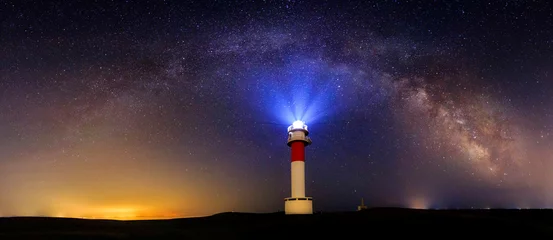 Foto op Canvas lighthouse and under the milky way © david