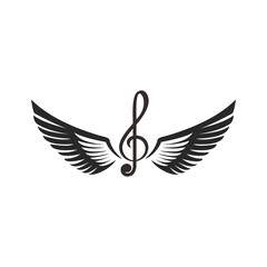 Fototapeta premium tone song logo with wings icon music