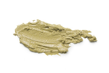 Natural cosmetic face mud sample isolated on white. Skin clay smear close up.