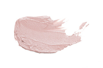 Brown creamy makeup sample isolated on white background. Decorative cosmetic smear.