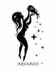 Sign of the zodiac Aquarius. Zodiac girl. Celestial Woman. Celestial goddess. 