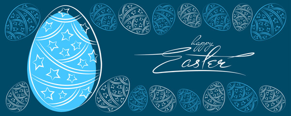 Blue easter banner with eggs