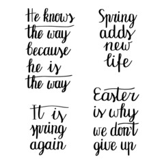 Set of Easter qoutes. Doodle set of lettering. Stock vector illustration.