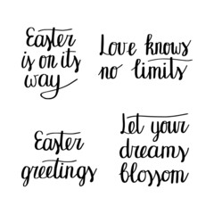 Set of Easter qoutes. Doodle set of lettering. Stock vector illustration.