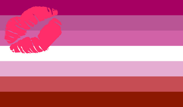 Lipstick lesbian flag. LGBT movement. LGBTQ community. Vector illustration