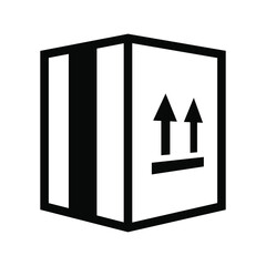 Shipping cardboard box icon. Delivery container with this side up arrows symbol. Vector illustration isolated on white background.