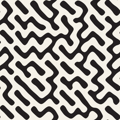 Vector seamless pattern. Repeating geometric abstract elements. Stylish monochrome background design.