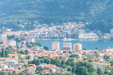 Naklejka premium Aerial view of Omegna on the Lake Orta