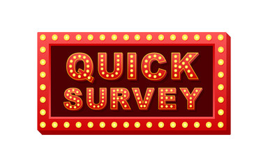 Retro light text quick survey. Retro light bulb. Vector stock illustration
