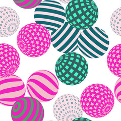 Retro 3d illustration of abstract balls, great design for any purpose. Modern poster for cover design. Vector seamless technology background. Background wall design.