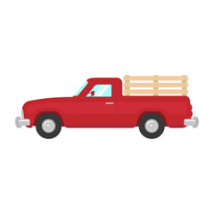 Pickup truck icon. Farm vehicle. Color silhouette. Side view. Vector simple flat graphic illustration. Isolated object on a white background. Isolate.