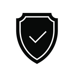 Security shield icon. Black protection symbol. Vector illustration. Logo design element