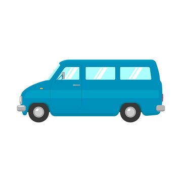 Minibus icon. Old small passenger bus. Color silhouette. Side view. Vector simple flat graphic illustration. Isolated object on a white background. Isolate.