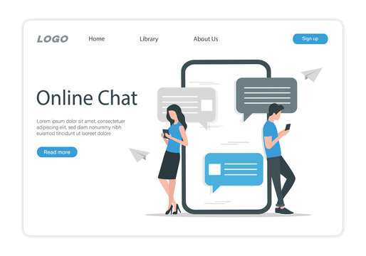 Online messaging. Colored vector flat illustration. Isolated on white background.
