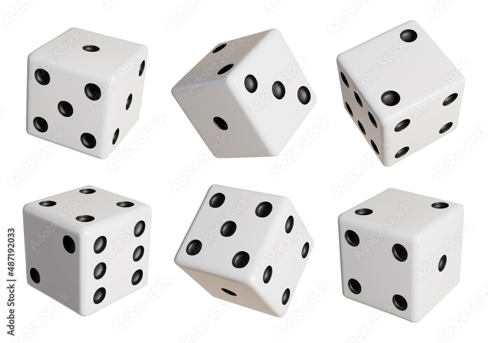 Poster realistic detailed 3d gambling game dice with random numbers of black dots set. vector illustration 