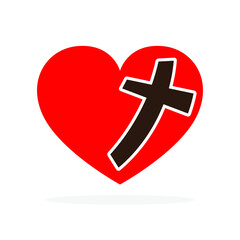 Church symbol. Christian cross icon. Black religion icon. Vector illustration