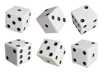 Realistic Detailed 3d Gambling Game Dice with Random Numbers of Black Dots Set. Vector illustration of Dices