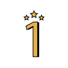 3D Gold Number One Vector