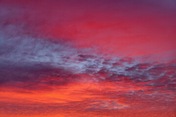 Amazing cloudscape on the sky at sunset time.