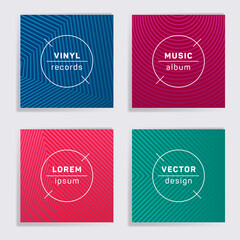 Abstract vinyl records music album covers set.