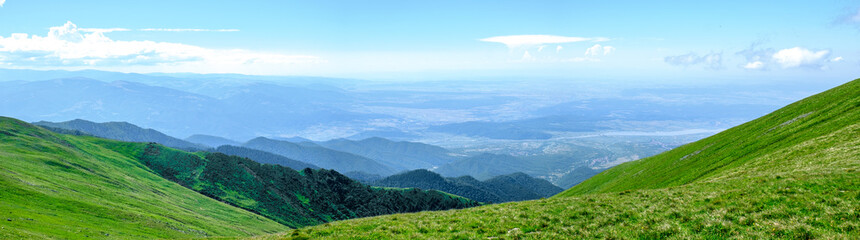 Panoramic view from Fagaras Romanian mountains, Suru peak.