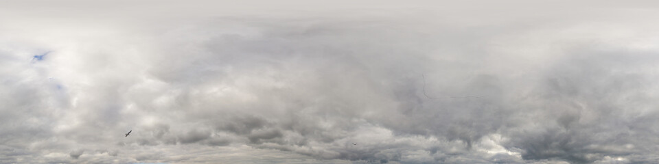 Overcast sky panorama on rainy day with Nimbostratus clouds in seamless spherical equirectangular...