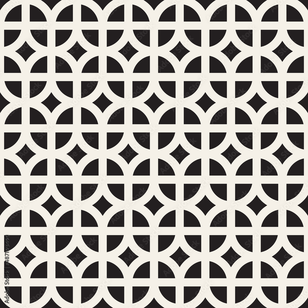 Wall mural vector seamless pattern. repeating geometric elements. stylish monochrome background design.
