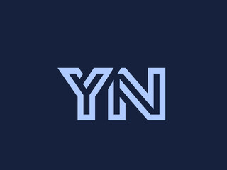 YN monogram logo.Letter n, letter y typographic icon.Lettering sign isolated on dark background.Alphabet initials.Modern, design, geometric, web, tech style characters.Neon color.