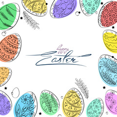 White Easter banner. Square poster, greeting card 