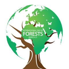 International Day of Forests 21 March, vector art illustration.