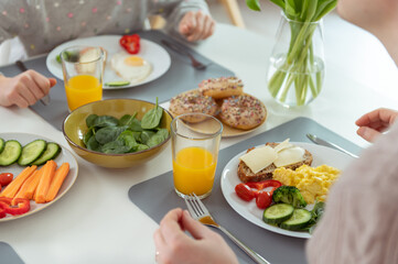 Young family is going to start morning breakfast