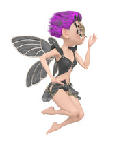 fay girl is floating on pin up pose side view